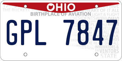 OH license plate GPL7847
