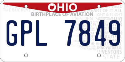 OH license plate GPL7849