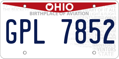 OH license plate GPL7852