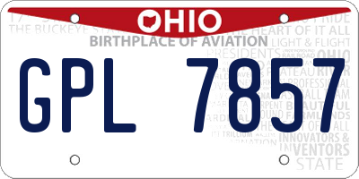 OH license plate GPL7857