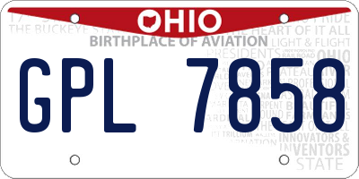 OH license plate GPL7858
