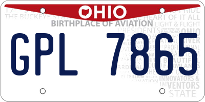 OH license plate GPL7865