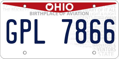 OH license plate GPL7866