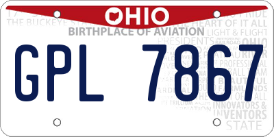 OH license plate GPL7867