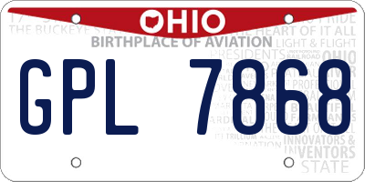OH license plate GPL7868