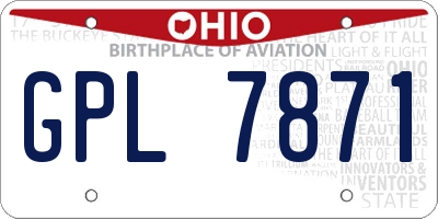 OH license plate GPL7871