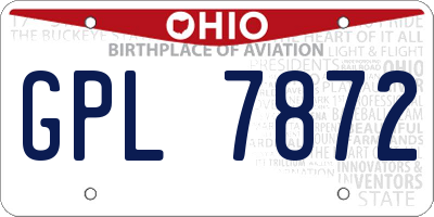 OH license plate GPL7872