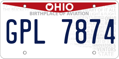 OH license plate GPL7874