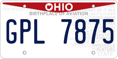 OH license plate GPL7875