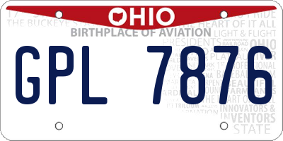 OH license plate GPL7876
