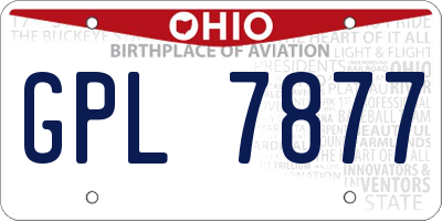 OH license plate GPL7877
