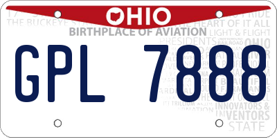 OH license plate GPL7888