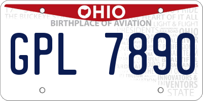 OH license plate GPL7890