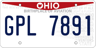 OH license plate GPL7891