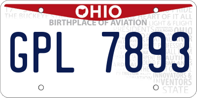 OH license plate GPL7893