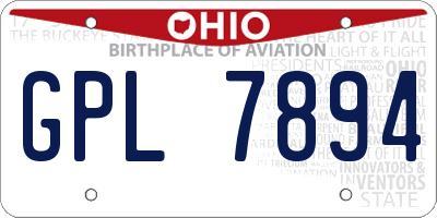 OH license plate GPL7894