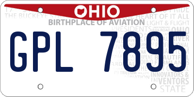 OH license plate GPL7895