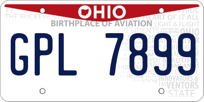 OH license plate GPL7899