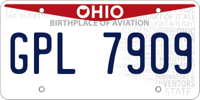 OH license plate GPL7909