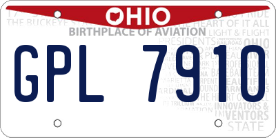 OH license plate GPL7910