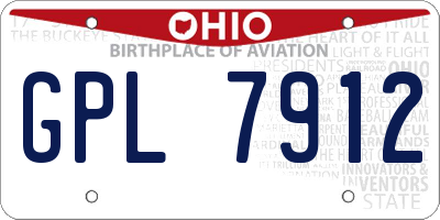 OH license plate GPL7912