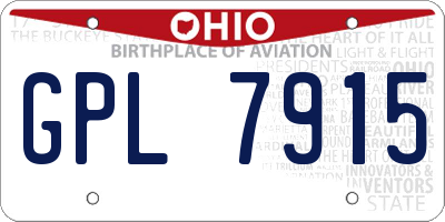 OH license plate GPL7915
