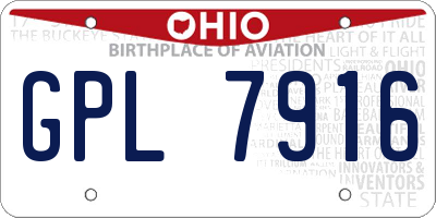 OH license plate GPL7916