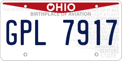 OH license plate GPL7917