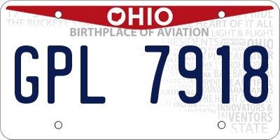 OH license plate GPL7918