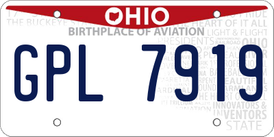 OH license plate GPL7919