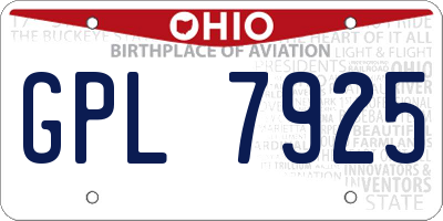 OH license plate GPL7925