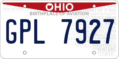 OH license plate GPL7927