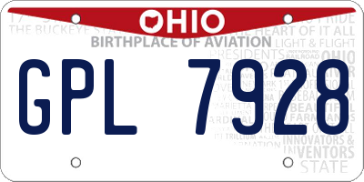 OH license plate GPL7928