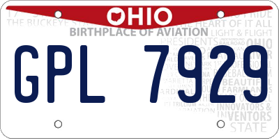 OH license plate GPL7929
