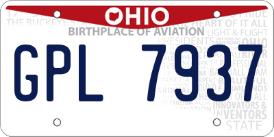 OH license plate GPL7937
