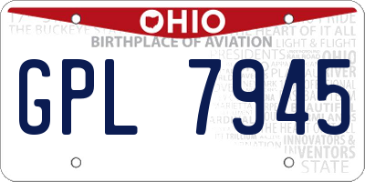 OH license plate GPL7945