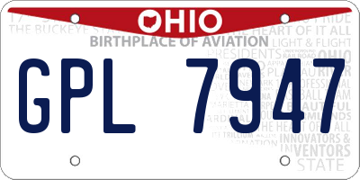 OH license plate GPL7947