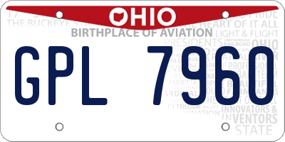 OH license plate GPL7960