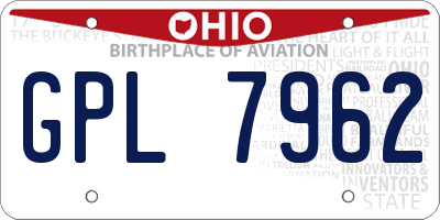 OH license plate GPL7962