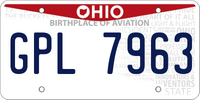OH license plate GPL7963