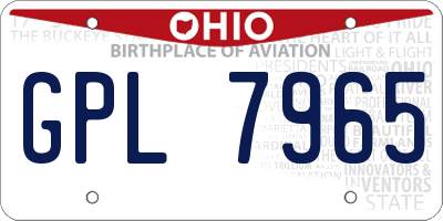 OH license plate GPL7965