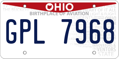 OH license plate GPL7968