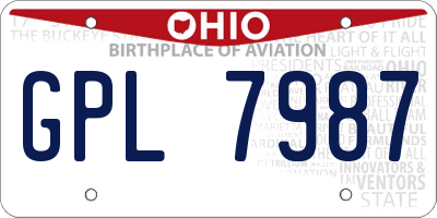 OH license plate GPL7987