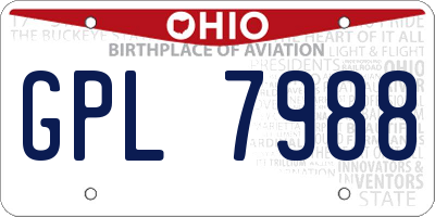 OH license plate GPL7988