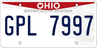 OH license plate GPL7997