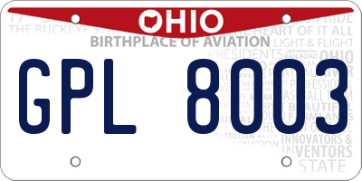 OH license plate GPL8003