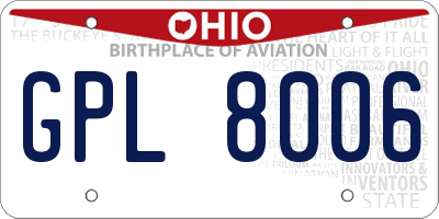 OH license plate GPL8006