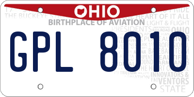 OH license plate GPL8010