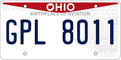 OH license plate GPL8011