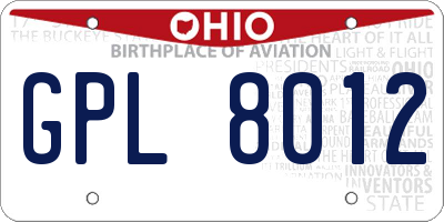 OH license plate GPL8012